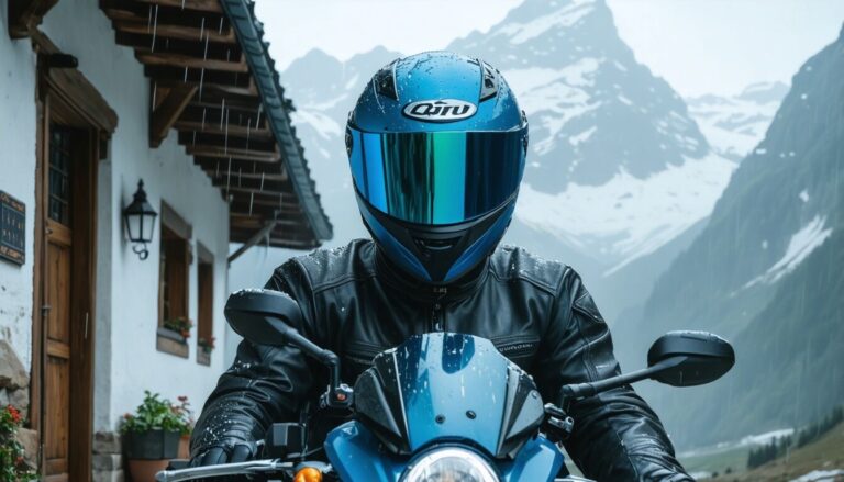 lluvia y frío en los Alpes en moto