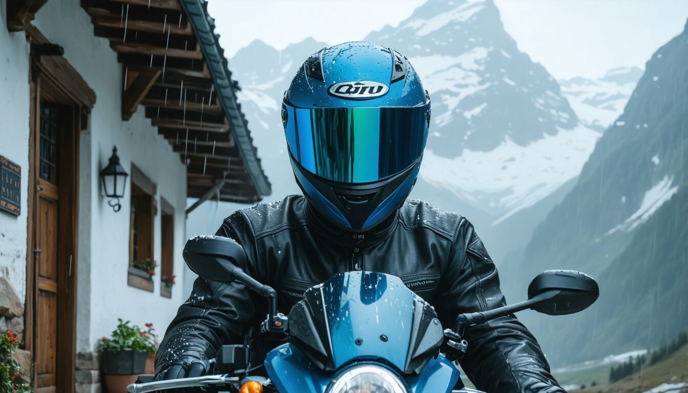 lluvia y frío en los Alpes en moto