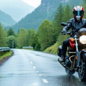 Moto de viaje con neumáticos preparados para una ruta larga por carretera