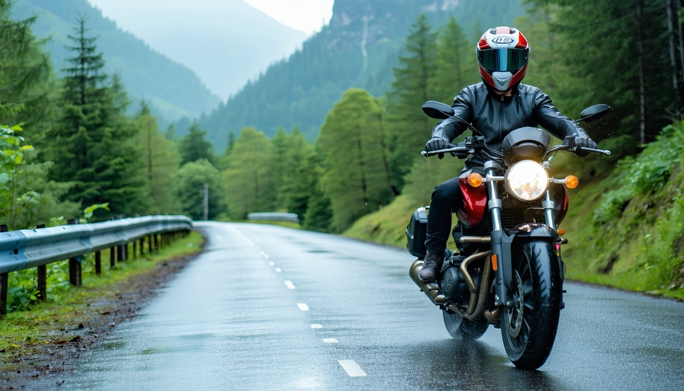 Moto de viaje con neumáticos preparados para una ruta larga por carretera